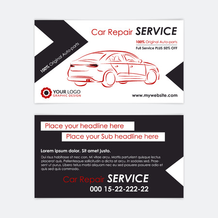 Auto repair business card template. Create your own business cards. Mockup Vector illustration.のイラスト素材