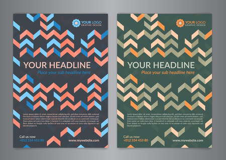 Set A5, A4 Business brochure flyer design layout template with zigzag pattern. Leaflet cover presentation, Modern Backgrounds. Vector illustration.のイラスト素材