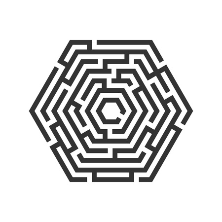 Hexagon maze, labyrinth icon. Business concept. Vector illustration.のイラスト素材