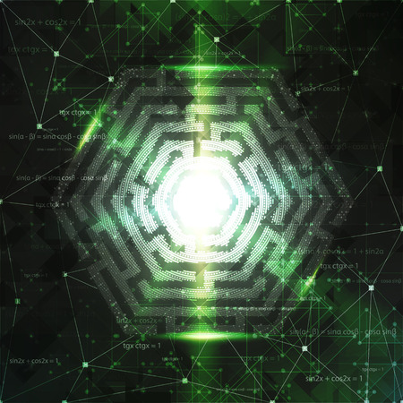 Technology Background Design with Hexagon maze. Vector illustration.のイラスト素材