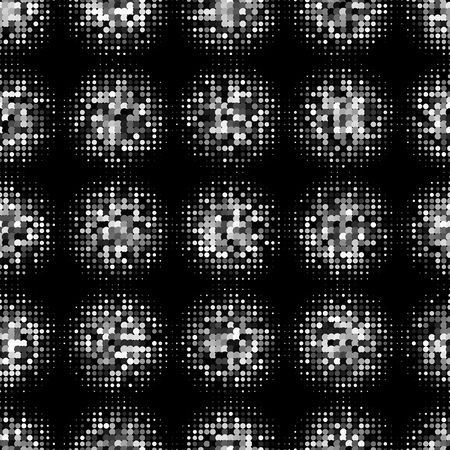 Abstract Seamless black and white halftone pattern. Mosaic of spheres from black dots. Vector Illustration.のイラスト素材