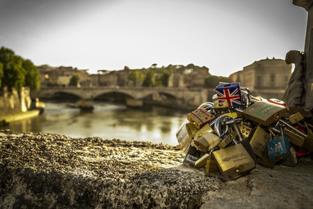 Rome, the Tiber and the Padlocksの写真素材