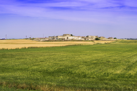Simple country place with a green field.の写真素材