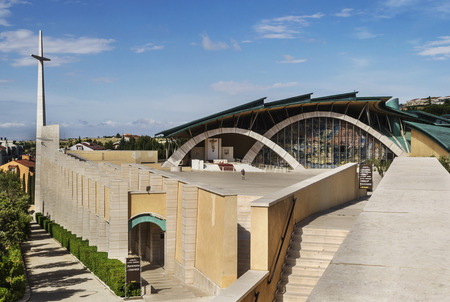 The wide view about new San Pio church in San Giovanni Rotondo - Gargano - Apulia - Italy. This church was designed by the architect Renzo Piano.の写真素材