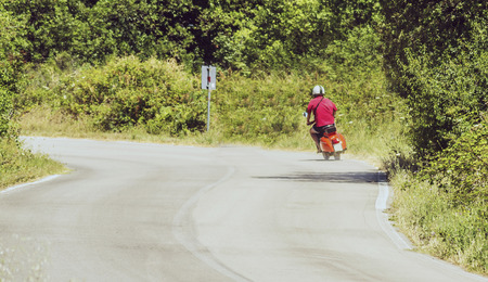 Man free in nature with his motorcycleの写真素材