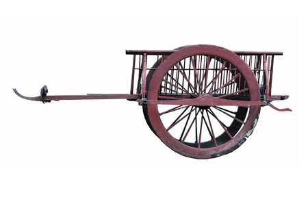 Farmer uses a cart load of goods in ancient times の写真素材