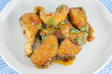 Fish chili sauce are food of Thailand の写真素材