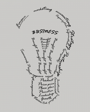 Business vocabulary sort themselves into the shape of the bulb.の写真素材