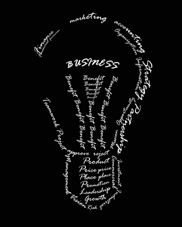 Business vocabulary sort themselves into the shape of the bulb.の写真素材