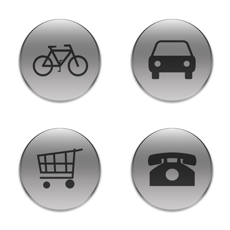 Four sings for bicycle,car,shopping,telephoneの写真素材