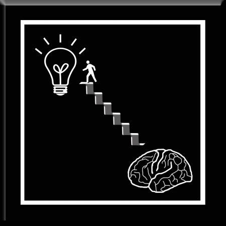 People who were walking from the brain to the idea.の写真素材