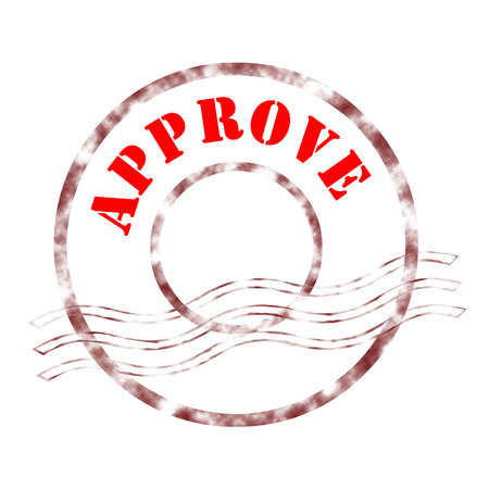 Sign approve stamp labeled in red color.の写真素材