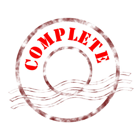 Sign complete stamp labeled in red color.の写真素材