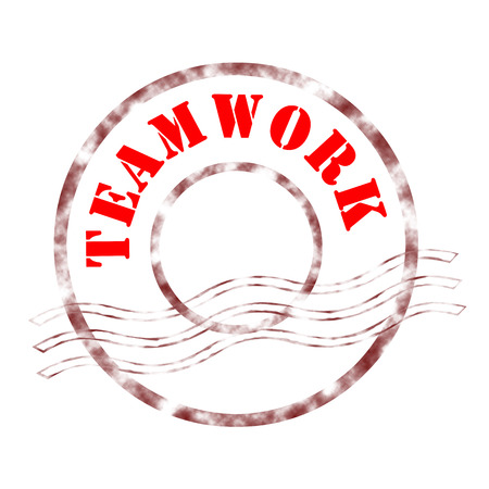 Sign teamwork stamp labeled in red color.の写真素材