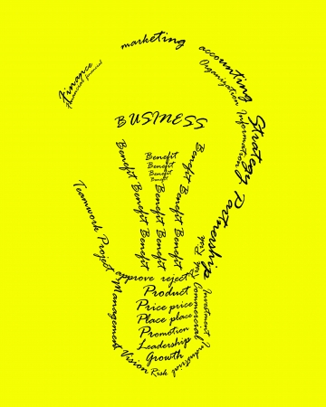 Business vocabulary sort themselves into the shape of the bulb.の写真素材