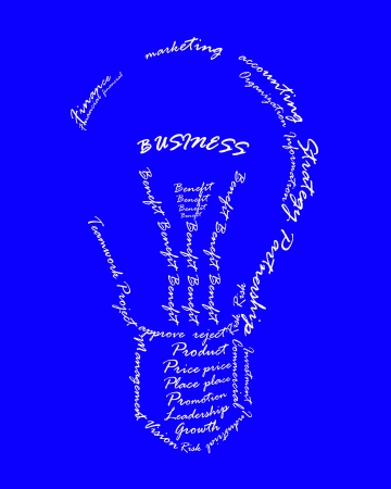 Business vocabulary sort themselves into the shape of the bulb.の写真素材