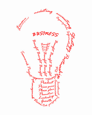Business vocabulary sort themselves into the shape of the bulb.の写真素材