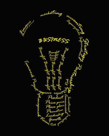 Business vocabulary sort themselves into the shape of the bulb.の写真素材