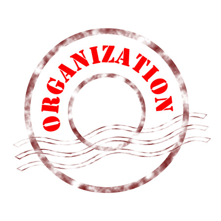 Sign organization stamp labeled in red color.の写真素材