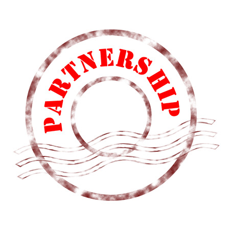 Sign partnership stamp labeled in red color.の写真素材