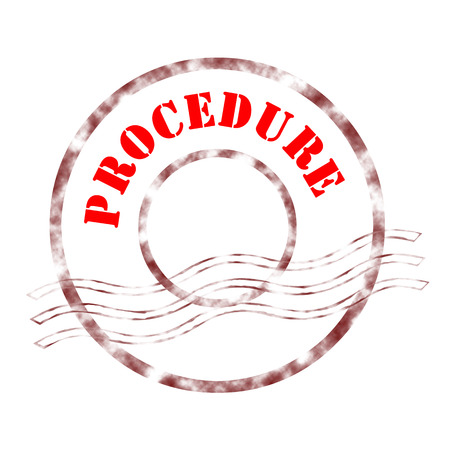 Sign procedure stamp labeled in red color.の写真素材