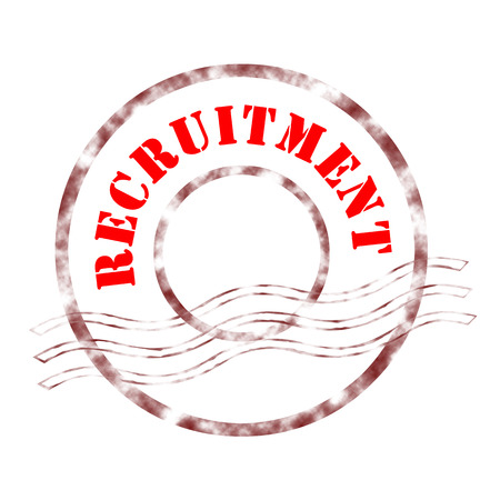 Sign recruitment stamp labeled in red color.の写真素材