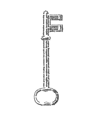 Business vocabulary sort themselves into the shape of the key.の写真素材