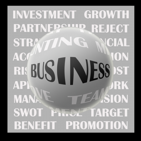 The business was set up in a ball among the many business vocabulary の写真素材