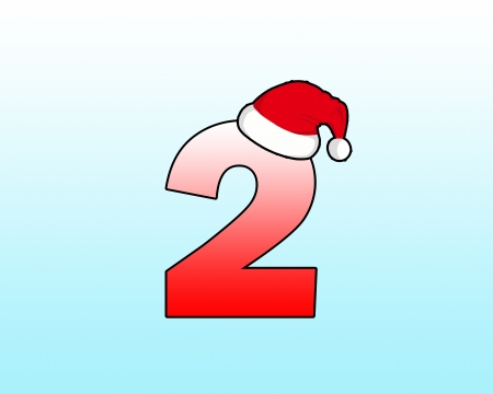 Number two design by wearing a Santa hat.の写真素材