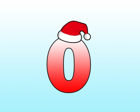 Number zero design by wearing a Santa hat.の写真素材