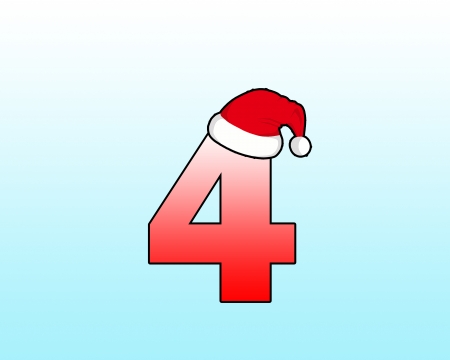 Number four design by wearing a Santa hat.の写真素材