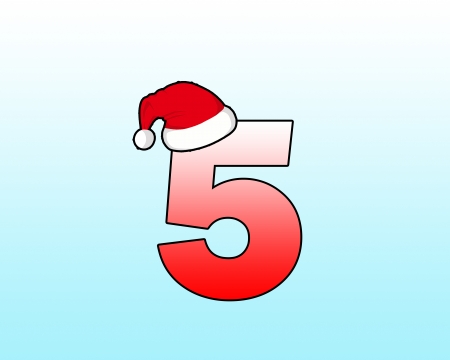 Number five design by wearing a Santa hat.の写真素材