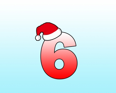 Number six design by wearing a Santa hat の写真素材
