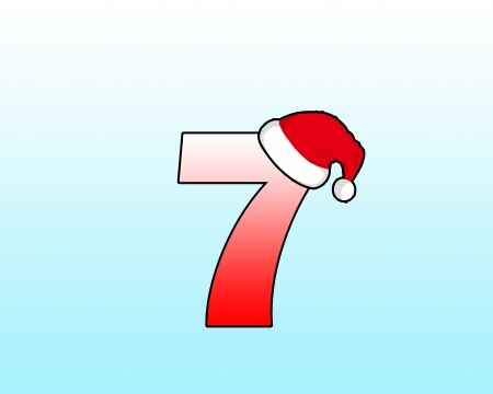 Number seven design by wearing a Santa hat の写真素材