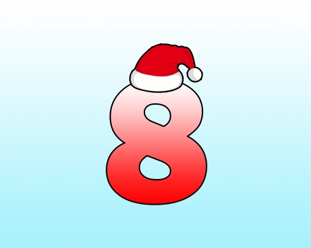 Number eight design by wearing a Santa hat の写真素材