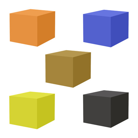 Empty boxes off a variety of colors arranged in a group の写真素材