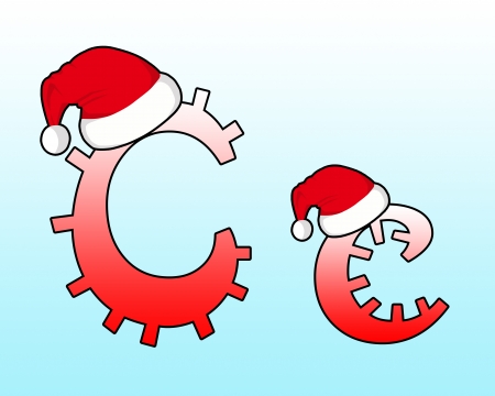 English alphabet Cross wearing a Santa hat の写真素材