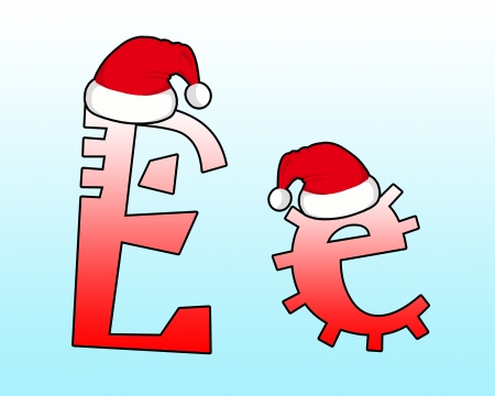 English alphabet Cross wearing a Santa hat の写真素材
