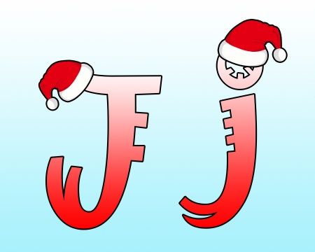 English alphabet Cross wearing a Santa hat の写真素材