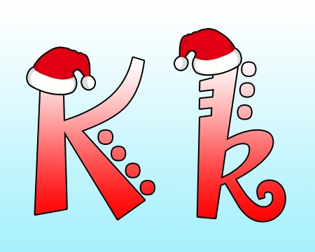 English alphabet Cross wearing a Santa hat の写真素材
