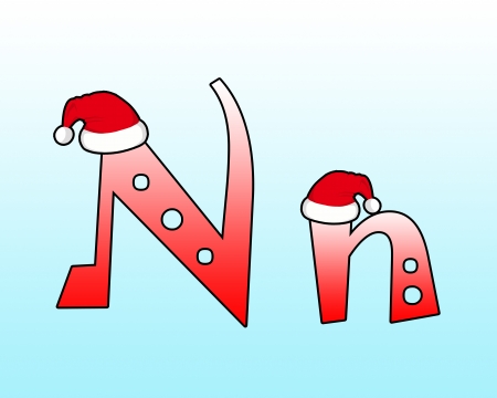 English alphabet Cross wearing a Santa hat の写真素材