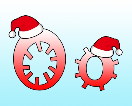 English alphabet Cross wearing a Santa hat の写真素材
