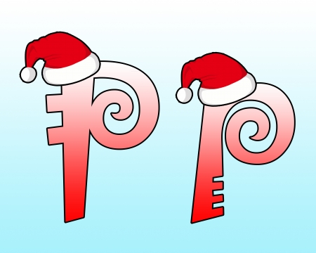 English alphabet Cross wearing a Santa hat の写真素材