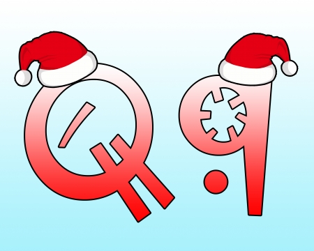 English alphabet Cross wearing a Santa hat の写真素材