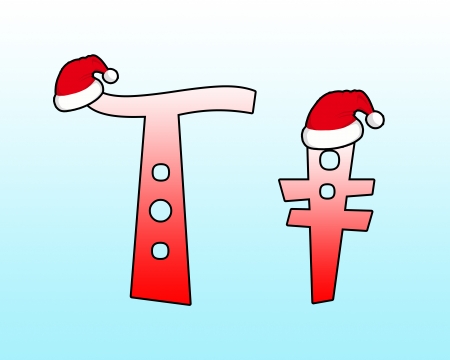 English alphabet Cross wearing a Santa hat の写真素材