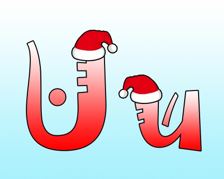 English alphabet Cross wearing a Santa hat の写真素材
