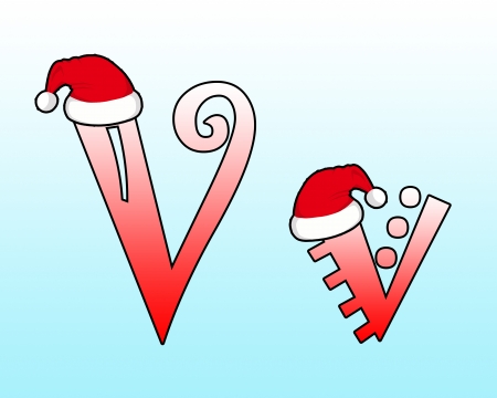 English alphabet Cross wearing a Santa hat の写真素材