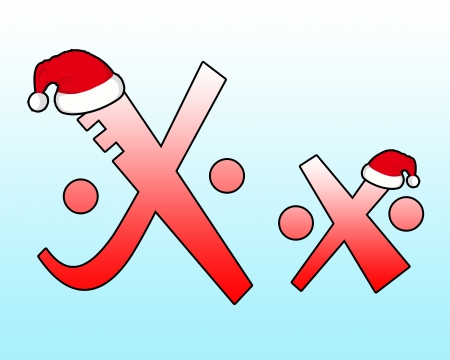 English alphabet Cross wearing a Santa hat の写真素材