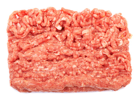 Raw pork meat ground beef isolated on white background.