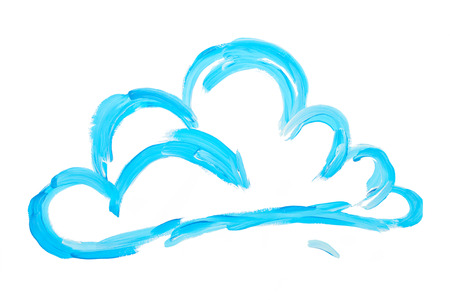 Cloud painted watercolor isolated on white backgroundの写真素材